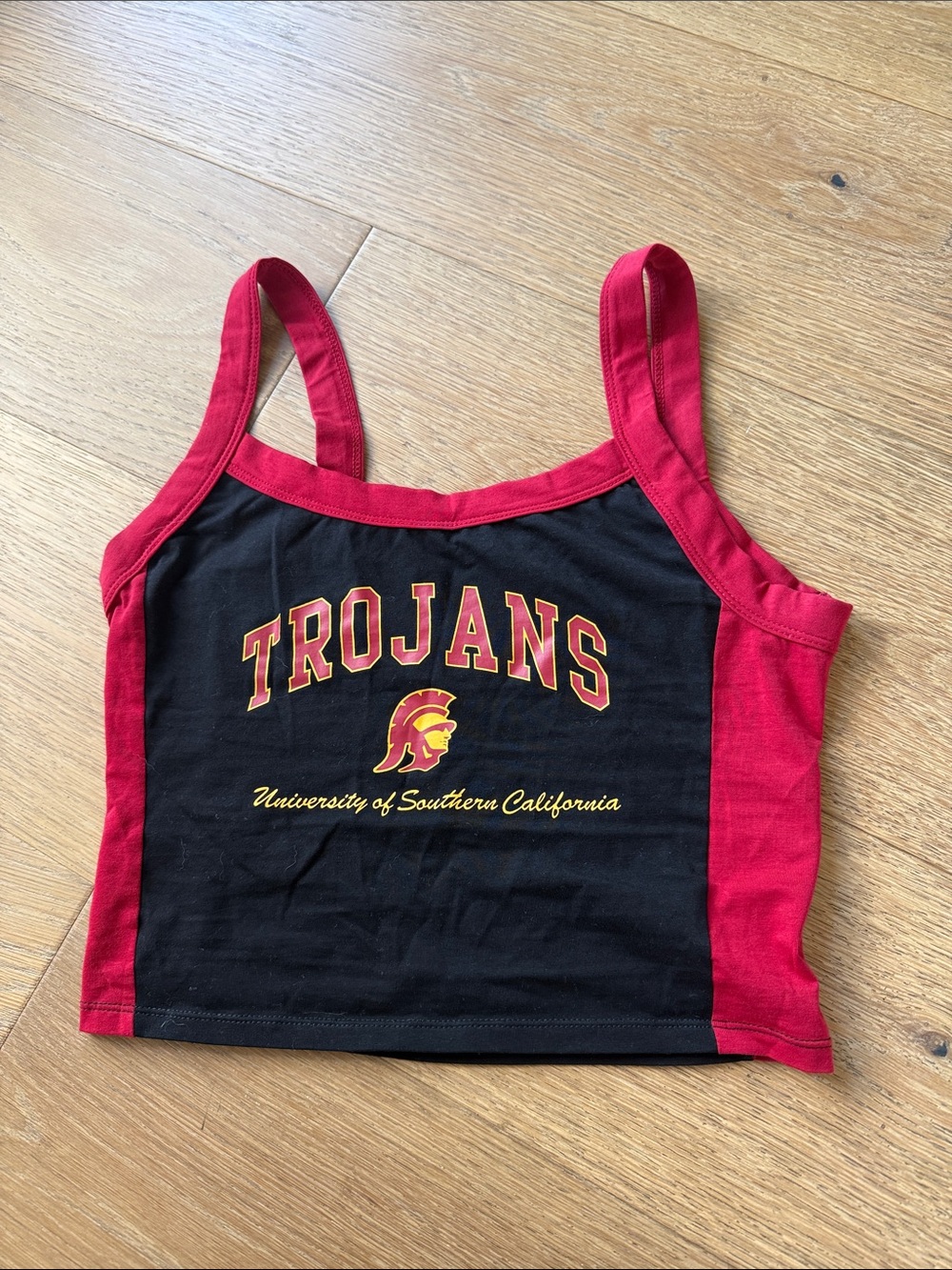 USC Trojans Red & Black Cropped Tank Top